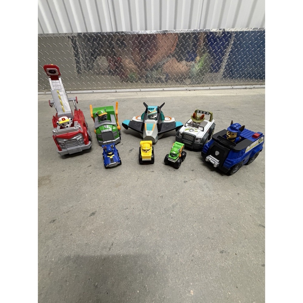 PAW Patrol Vehicle & Figure Lot 13pc Chase Marshall Rocky Everest Tracker
